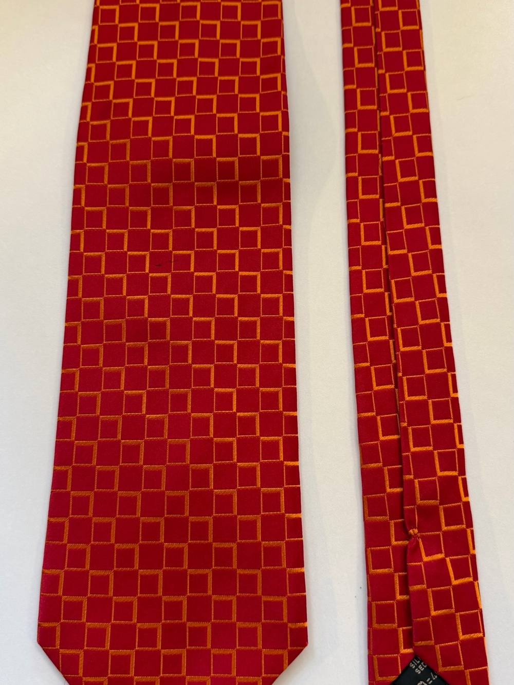 Vintage Ermenegildo Zegna Red Geometric Silk Tie